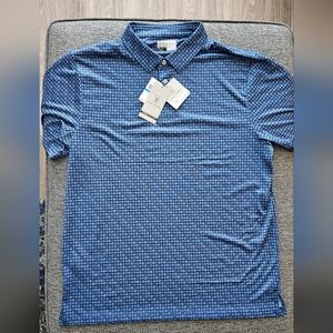 PGA Tour Blue Patterned Polo Shirt